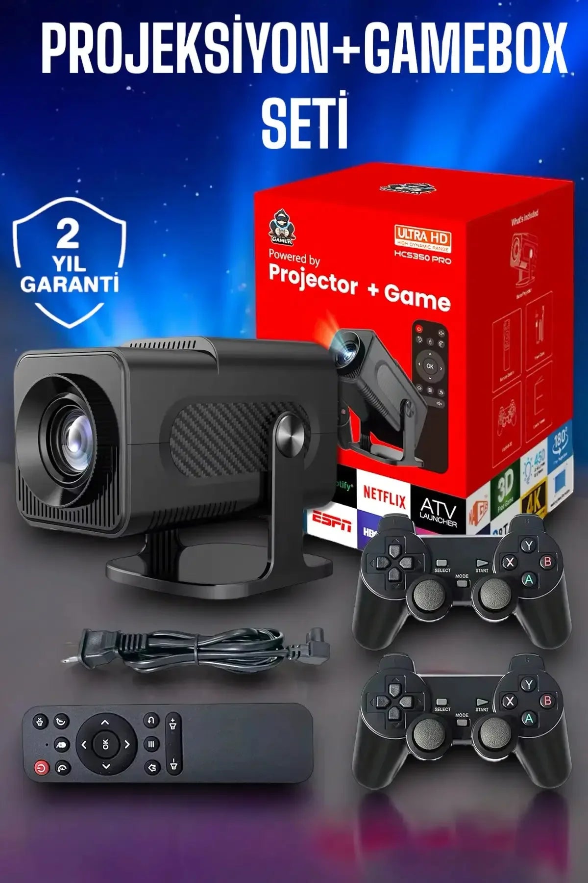 NIVU ARCADE™ | 2000'den fazla yerleşik oyun ve çift oyun kumandası (Bluetooth ve HD) içeren projeksiyon istasyonu - NIVU